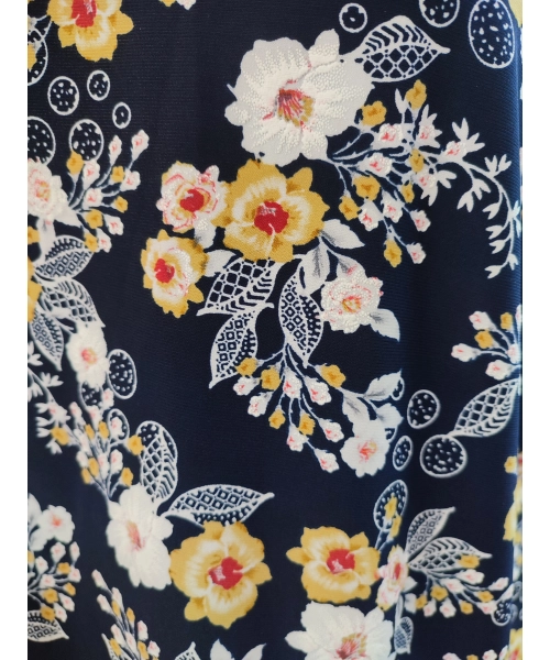 Bluzka z lejącym dekoltem typu woda drobne żółte kwiatki